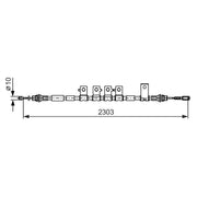 Bosch Handbrake Cable Rear fits Fiat Freemont 2011-2015 2.0 2.4 3.6