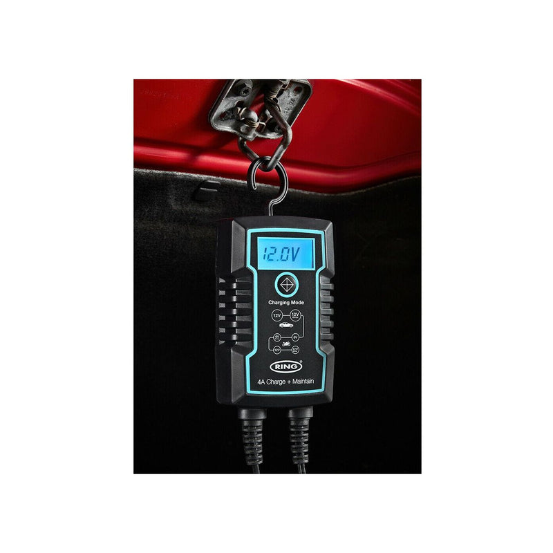 Ring 4A Smart Battery Charger and Battery Maintainer LCD Display 6/12v Ring Automotive - Dynamic Drive