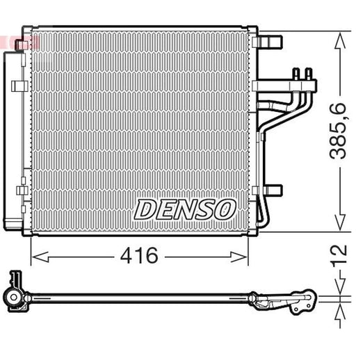 Denso Air Conditioning Condenser fits Hyundai I10 III 2019-2020 1.0 1.2