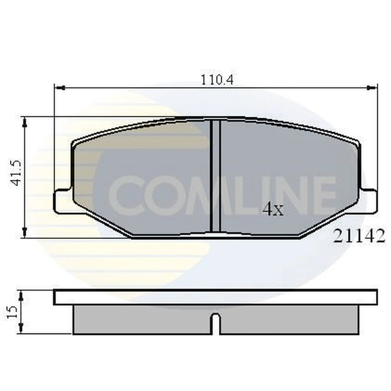 Comline 4 x Front Brake Pad Set fits Mazda Az Offroad 1998 on 0.7