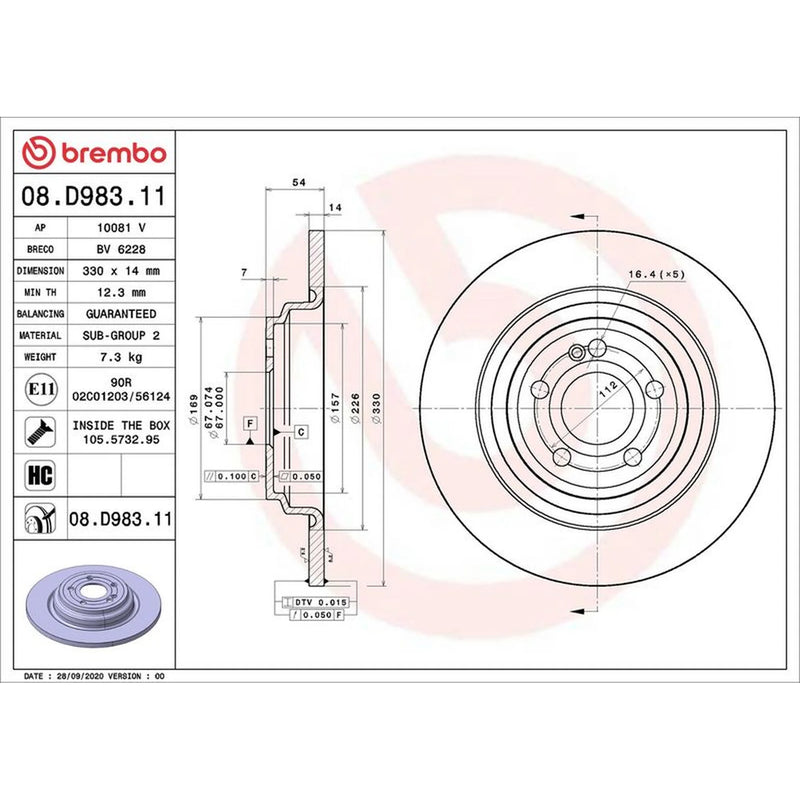 Brembo Rear Brake Discs & Pads fits Mercedes-Benz Gle 2018-2023 167.119 167.121
