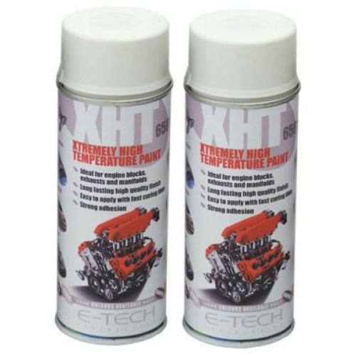 2X WHITE E-Tech 400ml Extremely High Temperature Paint XHT VHT Exhaust E-Tech - Dynamic Drive