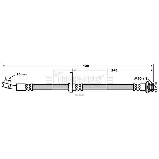 Borg & Beck Brake Hydraulic Hose Line Front Right BBH7869