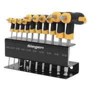 Siegen 10pc T-Handle Ball End Hex Key Set 2-10mm Allen Allan Keys Metal Stand Siegen  - Dynamic Drive