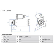 Bosch Starter Motor 12V 1.1kW 10 Teeth