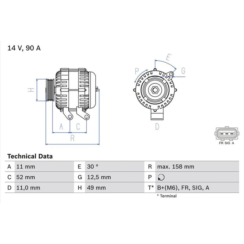 Bosch Car Alternator 12V 0 986 049 121