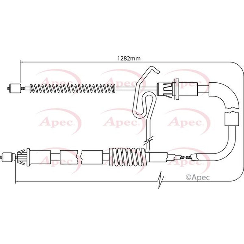 Apec Handbrake Cable Right Rear fits Ford Transit 2000-2014 2.0 2.2 2.3