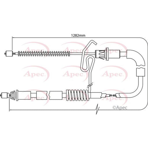 Apec Handbrake Cable Right Rear fits Ford Transit 2000-2014 2.0 2.2 2.3