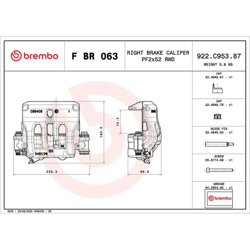 Brembo Brake Caliper Assembly Front Right fits Mercedes-Benz Sprinter 3,5-T