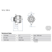 Bosch Car Alternator 12V 0 986 084 880