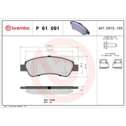 Brembo 4 x Rear Brake Pad Set fits Citroën Relay III 2006-2020 2.2 3.0