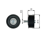 Gates V-Ribbed Belt Deflection/Guide Pulley T36773