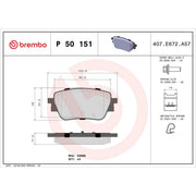Brembo 4 x Rear Brake Pad Set fits Mercedes-Benz A-Class 2018-2020