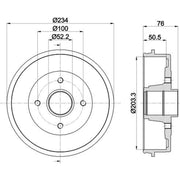 Mintex Brake Drum Assembly Rear fits Dacia Logan 2004-2012 1.2 1.4 1.5 1.6