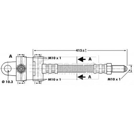 Borg & Beck Brake Hydraulic Hose Line Rear Right BBH6806