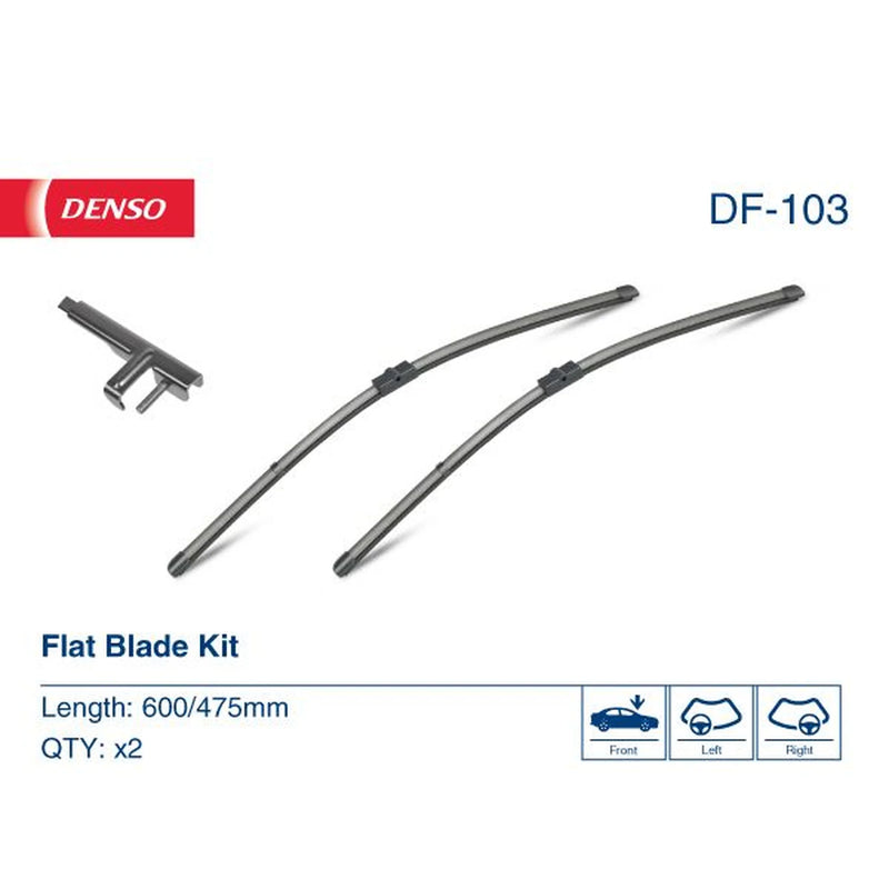 Denso Front & Rear Wiper Blade Set fits VW Golf V 2003-2009 1.4 1.6 1.9 2.0