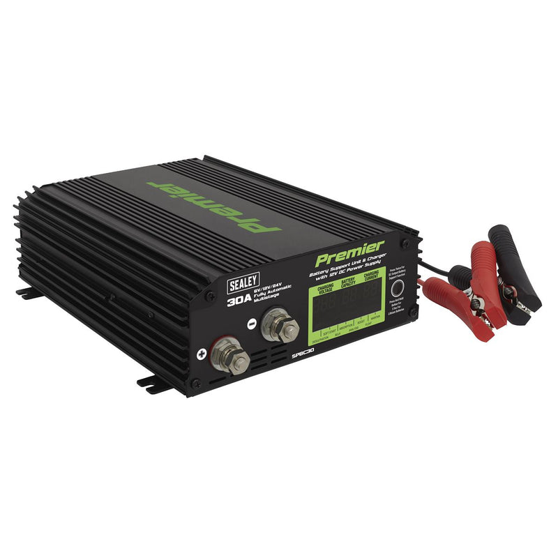 Sealey SPBC30 Battery Support Unit Charger 30A 6v 12v 24V Batteries GEL AGM Lead Sealey  - Dynamic Drive