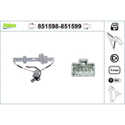 Valeo Electric Window Regulator Lifter Right Front 851599