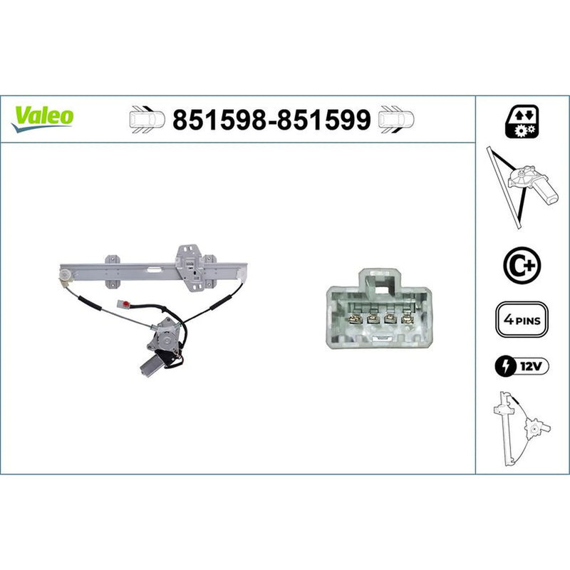 Valeo Electric Window Regulator Lifter Right Front 851599