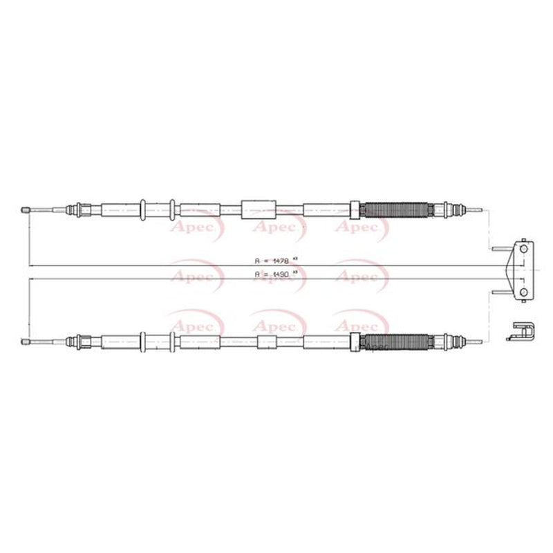 Apec Handbrake Cable Left Rear fits Opel Corsa D 2006-2014 1.0 1.2 1.3 1.4