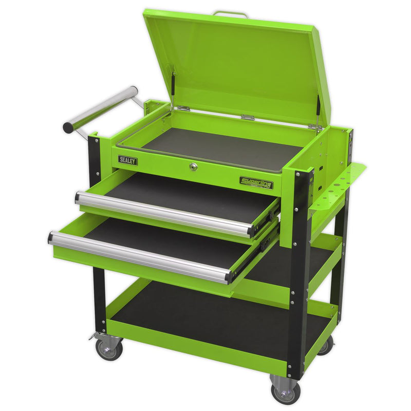 Sealey HD Mobile Tool & Parts Trolley 2 Drawer-Locking Top HV Green AP760MHV Sealey  - Dynamic Drive