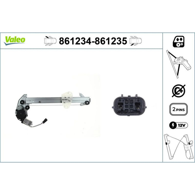 Valeo Electric Window Regulator Lifter Left Rear 861234