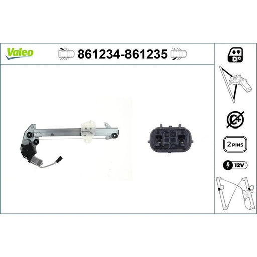 Valeo Electric Window Regulator Lifter Left Rear 861234