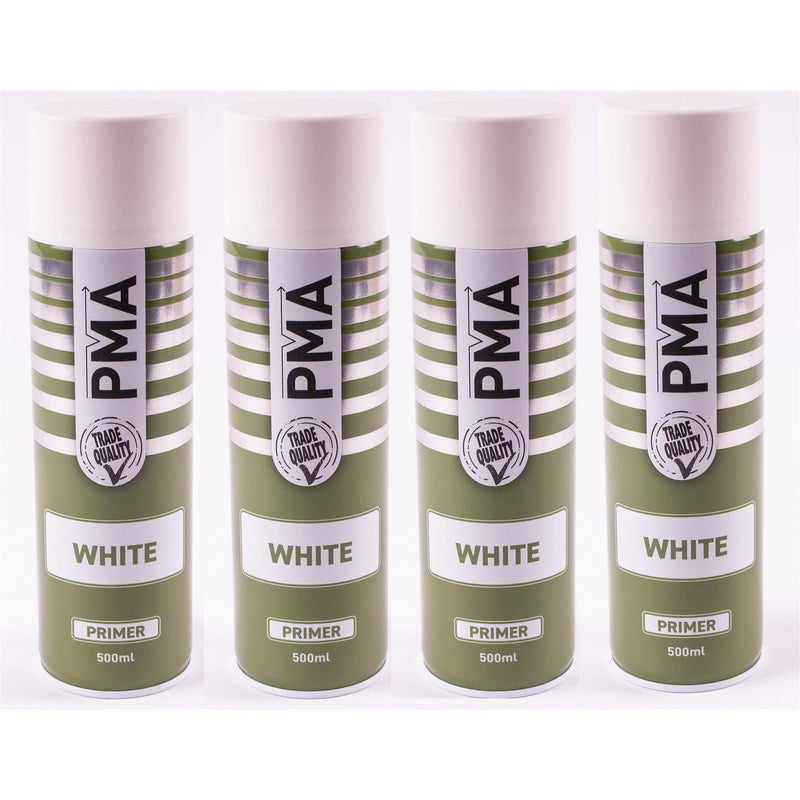 4 x PMA Professional White Primer 500ml Spray Paint High Coverage PMA - Town Tools 