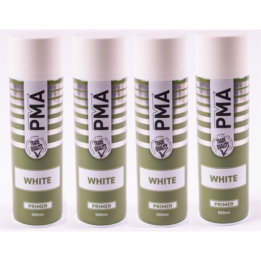 4 x PMA Professional White Primer 500ml Spray Paint High Coverage PMA - Dynamic Drive