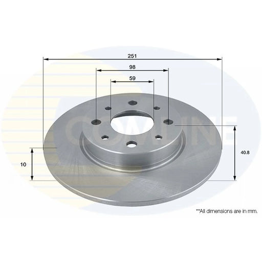 Comline 2 x Solid Brake Discs fits Alfa Romeo Mito 2008-2018 0.9 1.3 1.4 1.6