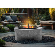 Dellonda Round MgO Fire Pit with BBQ Grill Ø75cm Safety Mesh Screen - Light Grey Dellonda - Dynamic Drive