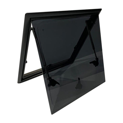 Campervan Hinged Window Black Alloy Frame 500 x 350mm Nova - Dynamic Drive
