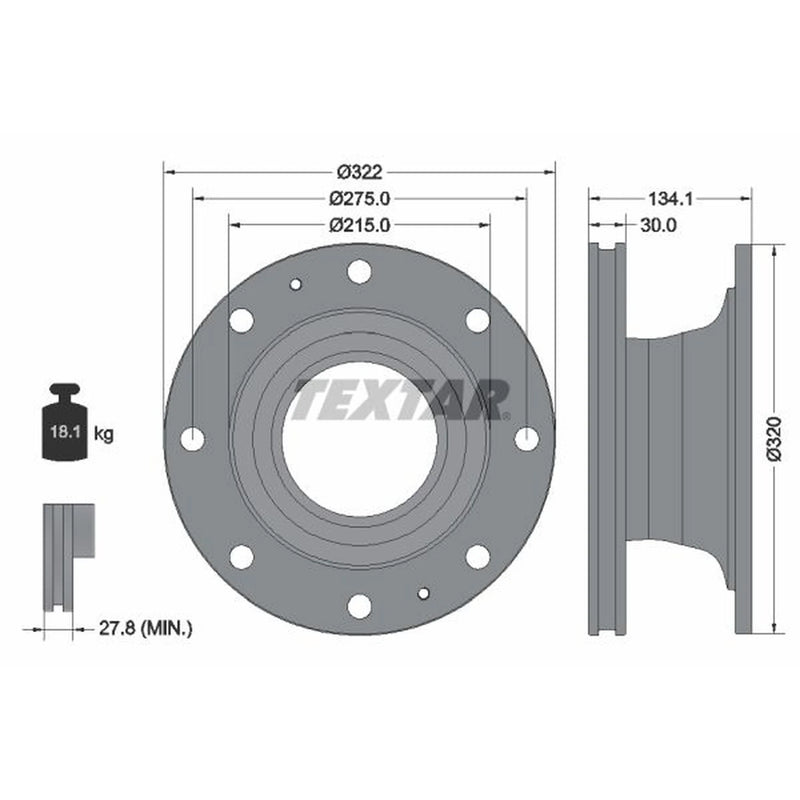 Textar 2 x Internally Vented Brake Discs 93324600