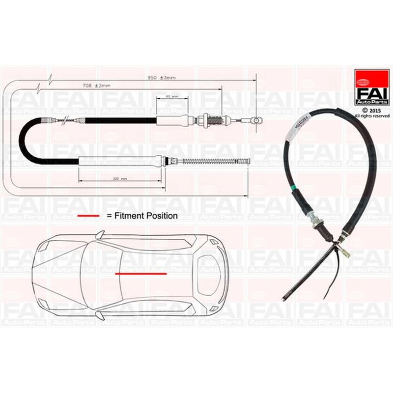 FAI Handbrake Cable Left Rear fits Land Rover Defender 1990-1998 2.5