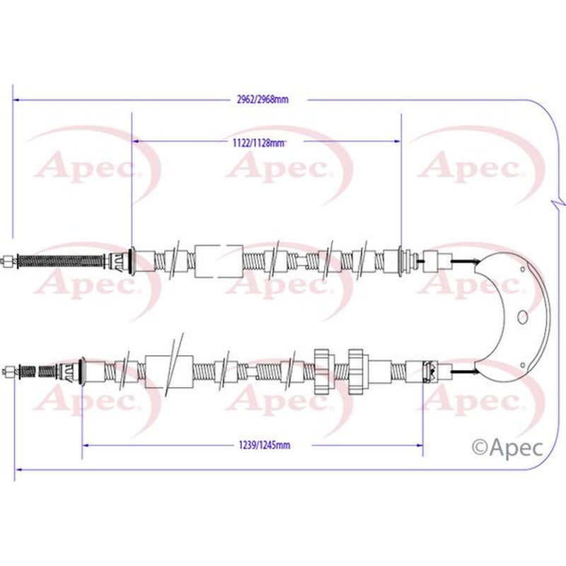 Apec Handbrake Cable Left Rear fits Ford Escort 1985-1990 1.1 1.3 1.4 1.6 1.8