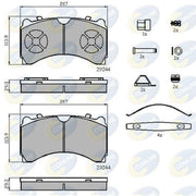 Comline 4 x Rear Brake Pad Set fits Mercedes-Benz Actros MP2 / MP3 2008-2009