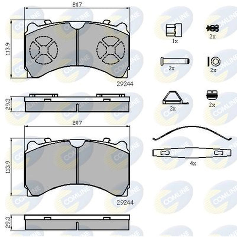 Comline 4 x Rear Brake Pad Set fits Mercedes-Benz Actros MP2 / MP3 2008-2009