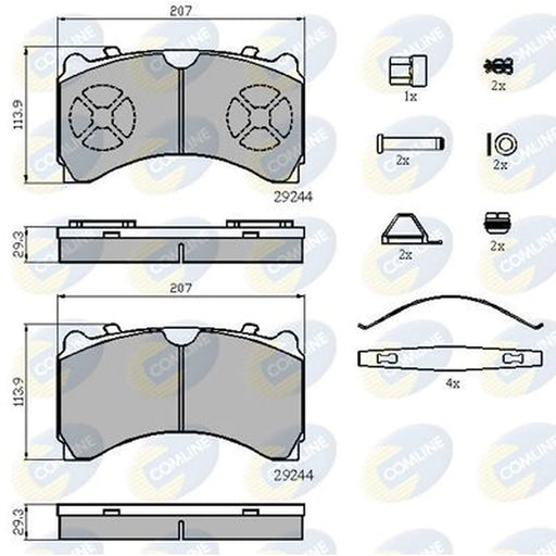 Comline 4 x Rear Brake Pad Set fits Mercedes-Benz Actros MP2 / MP3 2008-2009