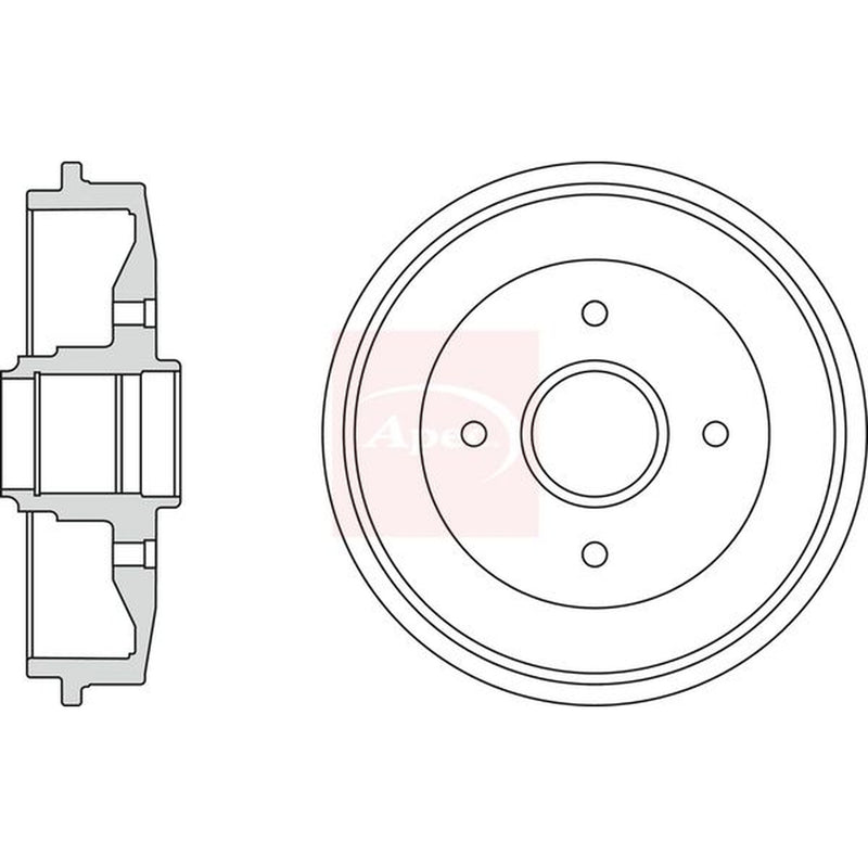 Apec Brake Drum Assembly Rear fits Citroën Xsara 1997-2005 1.4 1.6 1.8 1.9