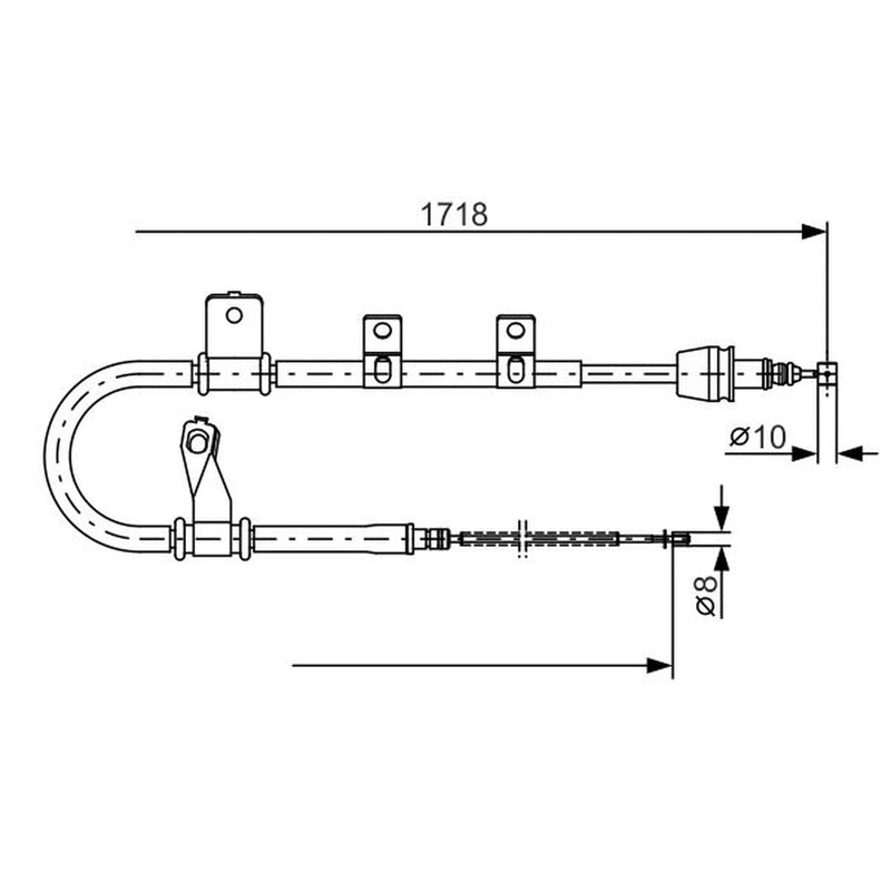 Bosch Handbrake Cable Right Rear fits Hyundai Matrix 2001-2010 1.5 1.6 1.8