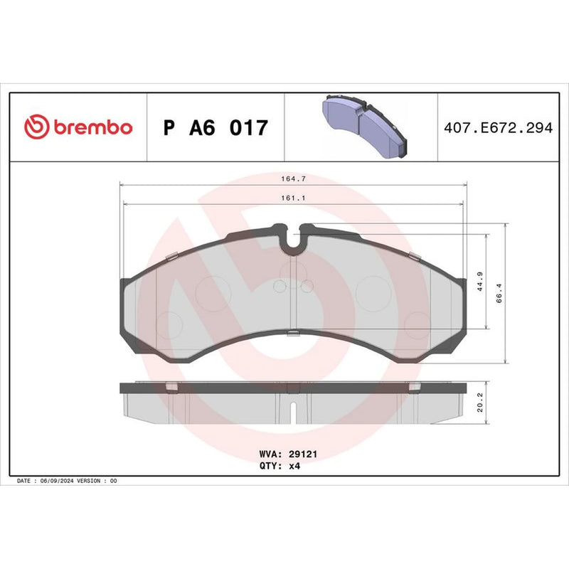 Brembo 4 x Rear Brake Pad Set fits Iveco Daily II 1989-1999