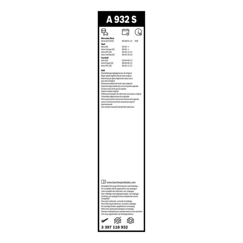 Bosch Aerotwin Wiper Blade Set 550mm + 450mm — A932S fits Alfa Romeo 159