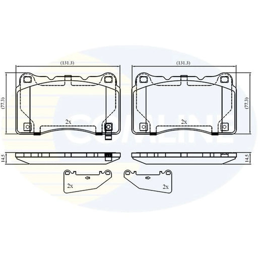 Comline 4 x Front Brake Pad Set fits Honda Civic IX 2015-2016 2.0