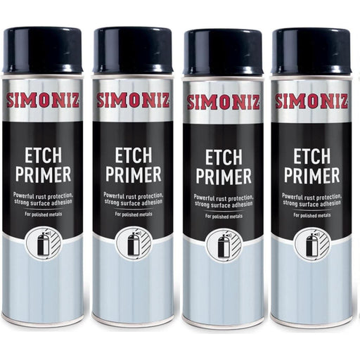 4x Simoniz Etch Primer Car Spray Polished Metal Paint Rust Protection Aerosol 500ml Simoniz - NN4 Online 