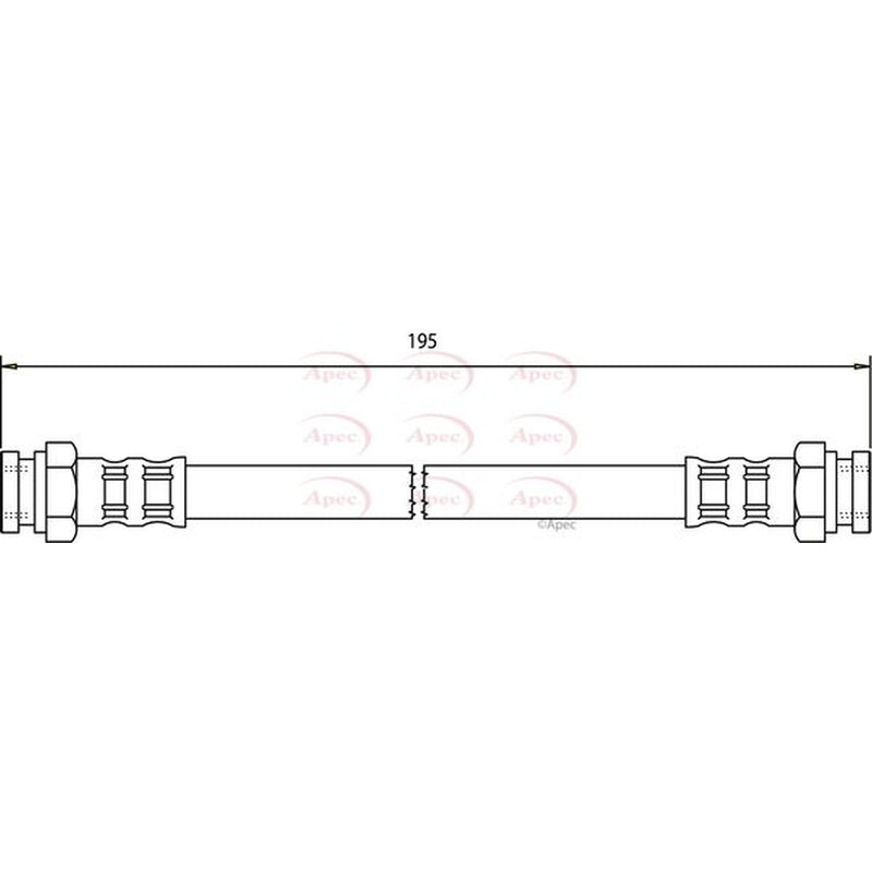 Apec Brake Hydraulic Hose Line Rear fits Abarth 500 / 595 / 695 2008 on 1.4