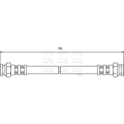 Apec Brake Hydraulic Hose Line Rear fits Abarth 500 / 595 / 695 2008 on 1.4