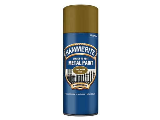 Hammerite Direct to Rust Smooth Finish Aerosol Gold 400ml Hammerite - NN4 Online