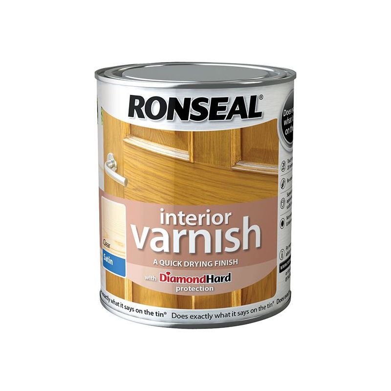 Ronseal Interior Varnish Quick Dry Satin Clear 750ml Ronseal - Dynamic Drive