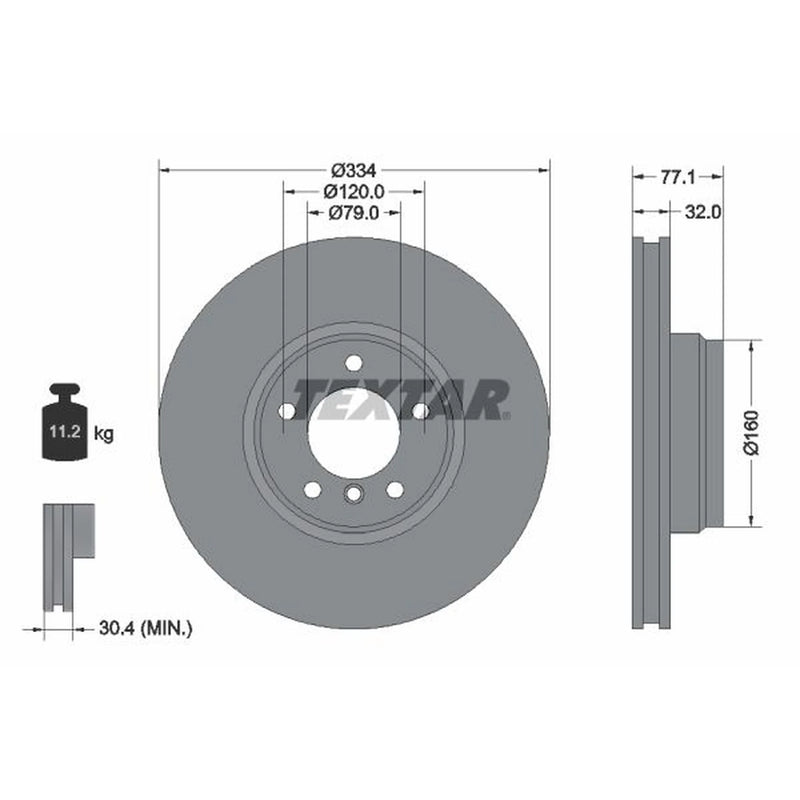 Textar 2 x Internally Vented Brake Discs 92072200