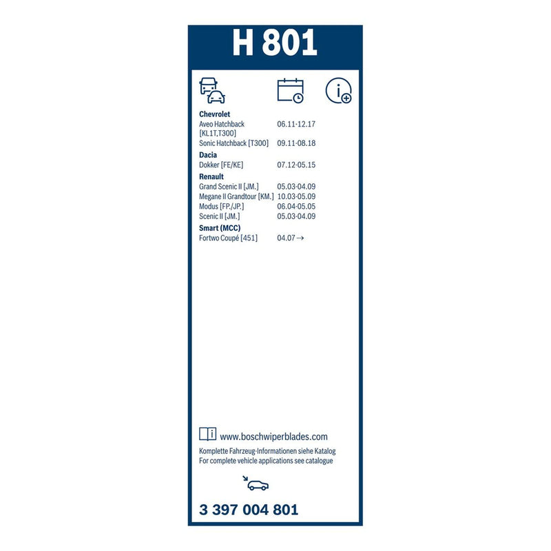Bosch Conventional Wiper Blade 260mm — H801 fits Chevrolet Aveo 2011-2015